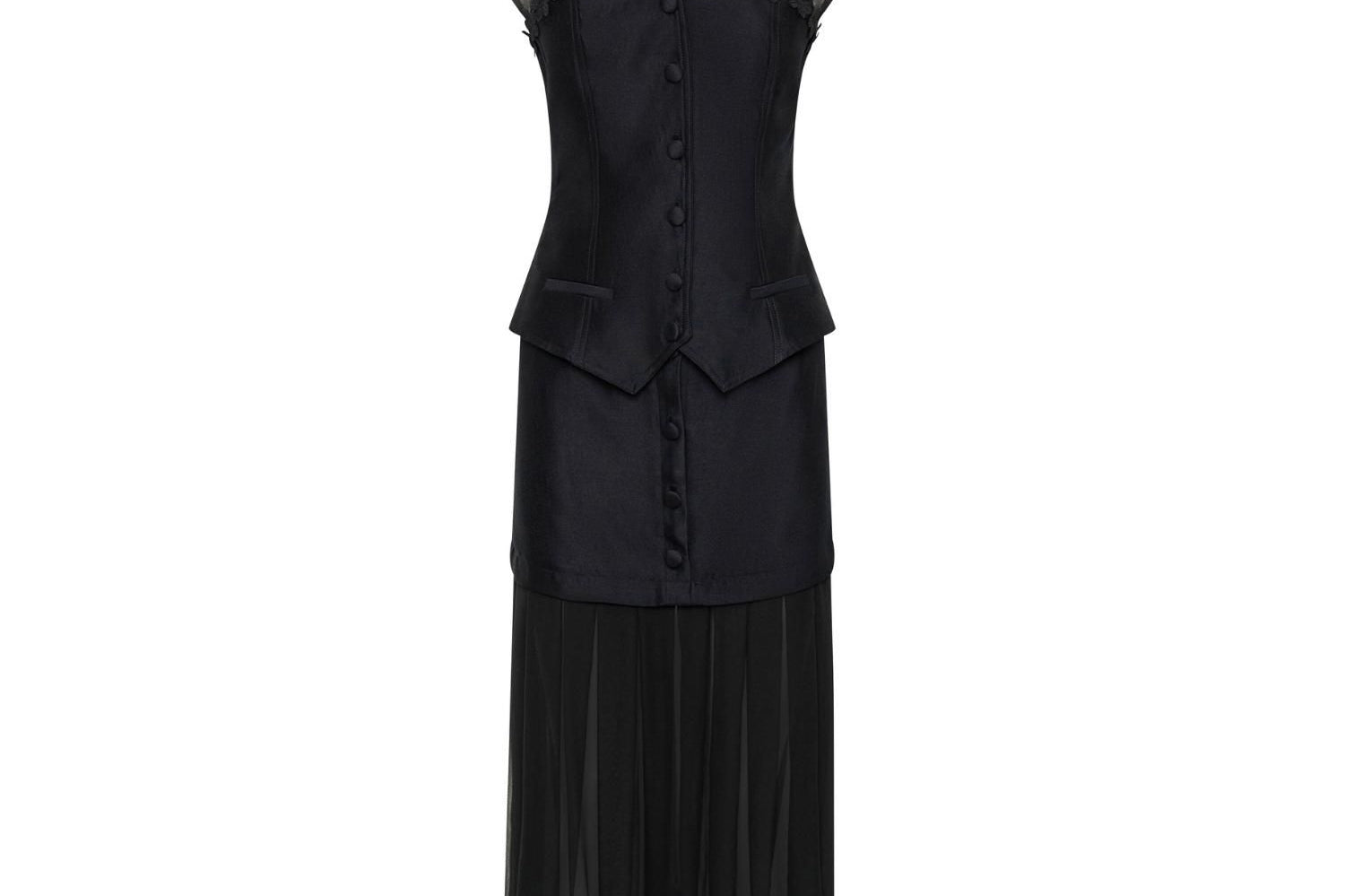 Daniella Dreaming Sheer Skirt & Top Set in Black