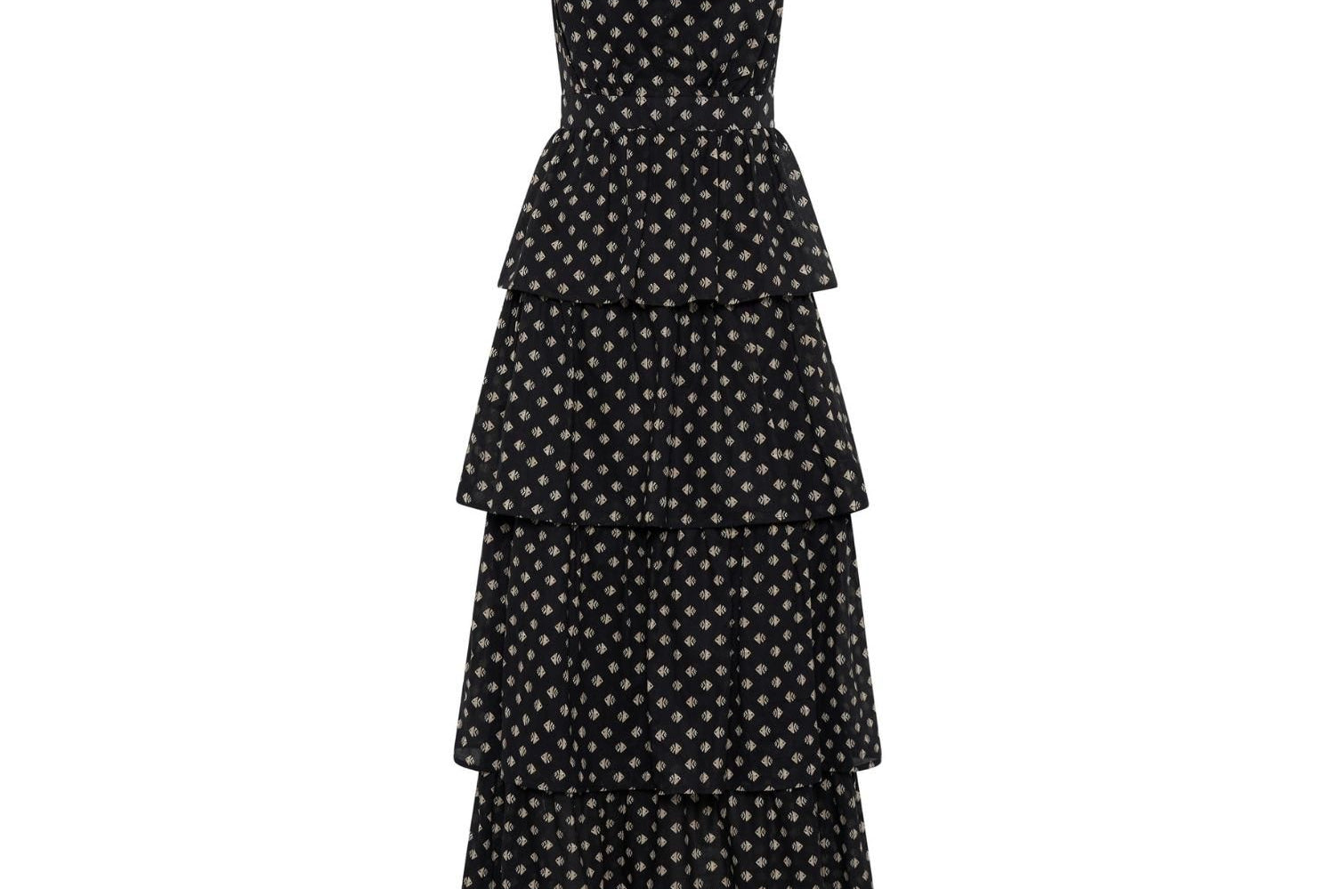 Kate Kissing Multi Tier Maxi Dress in Black