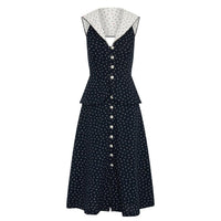 Loretta Laughing Anchor Print Midi Dress with Peplum Frill