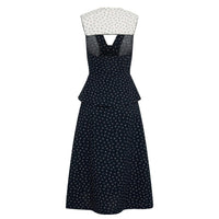 Loretta Laughing Anchor Print Midi Dress with Peplum Frill