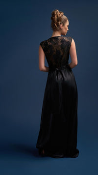 Victoria Vacationing Black Full length gown with lace back