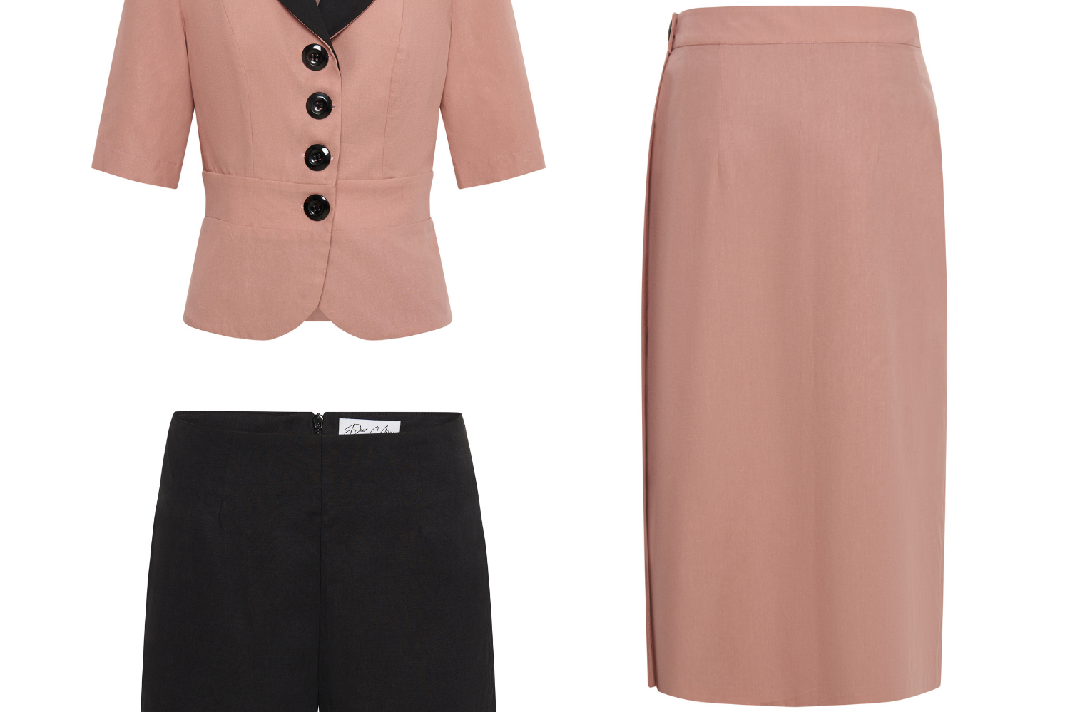 Iris Igniting 3 piece Set consisting of Jacket, Shorts and Skirt in Dusty Pink